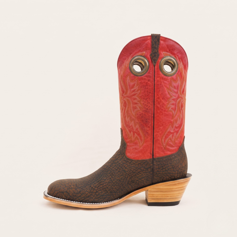 Bota Rodeo Cuello De Toro Café Rojo
