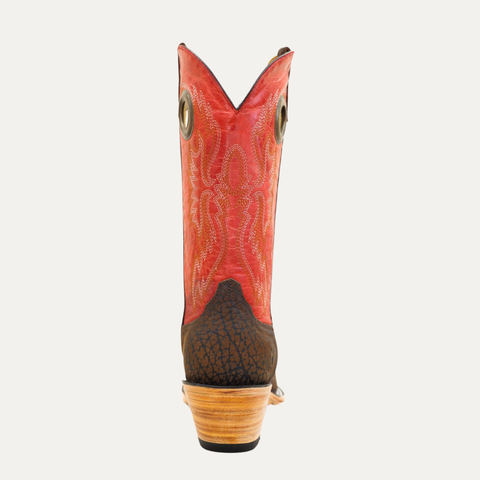 Bota Rodeo Cuello De Toro Café Rojo