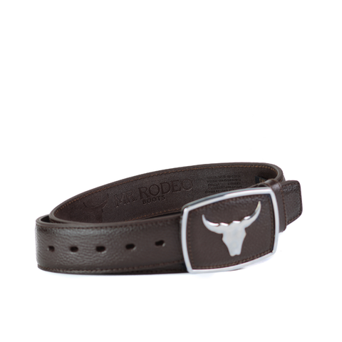 Cinto Dark Brown Mr Rodeo Hebilla Plata