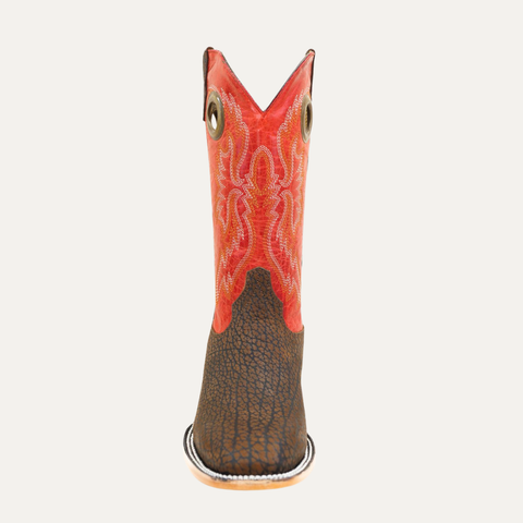 Bota Rodeo Cuello De Toro Café Rojo